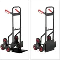 Produktbild: Relaxdays Sackkarre Treppensteiger, klappbare Transportkarre, bis 200 kg, Vollgummireifen, höhenverstellbar, schwarz/rot
