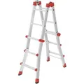 Produktbild: HAILO  Alu-Multifunktionsleiter »M80«, höhenverstellbar (4x3 Sprossen, silber/rot)