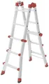 Produktbild: Hailo M80 7512007 Aluminium Multifunktionsleiter Arbeitshöhe (max.): 3.71m Silber, Rot 9.1kg