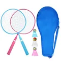 Produktbild: KH Federball Set Badminton Schläger Set of 2 oder 4 für Erwachsene Kinder, Schläger, Federbälle und Tragetasche im Lieferumfang