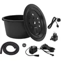 Produktbild: CLGarden Set Springbrunnenpumpe SP1 mit 90l Becken GFK Abdeckung PE Wasserbehälter Springbrunnenbecken Gartenbrunnen DIY LED Beleuchtung 12V Pumpe
