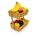 Produktbild: hausleben 2-Etagen Bambus Obstkorb – Nachhaltiger Obst & Gemüse Organizer aus Bambus, Zweistöckige Obstschale für Küche & Esstisch - Luftzirkulation für frische Lebensmittel, 34x22x28 cm
