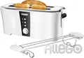 Produktbild: Unold 38020 Toaster Langschlitz 4 Scheiben 1350W weiß Brötchenaufsatz
