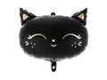 Produktbild: PartyDeco Folienballon Katze Schwarz – Lustiger Kätzchen Ballon aus Matter Folie mit goldfarbenen Akzenten, Maße ca. 48 x 36 cm, Perfekt für Geburtstagsfeiern, Tierliebhaber und besondere Anlässe