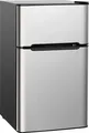 Produktbild: COSTWAY 90L Kühlschrank 64L Kühlteil 26 L Gefrierteil Kühl-Gefrier-Kombination mit LED-Beleuchtung mini Kühlschrank grau