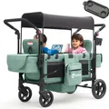 Produktbild: Sekey Bollerwagen Faltbar mit Dach Zwillingsmodus Kinderwagen Doppelsitz mit 2x 5-Punkt-Gurtsystem, Blau
