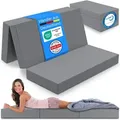 Produktbild: ELONEO Klappmatratze, Gästematratze, 3-teilige Faltmatratze, Schaumstoff extra dick(15cm), Bandscheibenwürfel, klappbar, faltbare Matratze, (Grau) - Grau