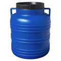 Produktbild: plasteo® 20 Liter Weithalsfass mit Deckel und Henkel Rund Blau, Lebensmittelecht und BPA-Frei, Futtertonne Kunststofffass Universalfass Deckelfass Wasserfass Regentonne Lagerfass, Blau