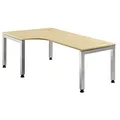 Produktbild: HAMMERBACHER Prokura höhenverstellbarer Schreibtisch ahorn L-Form, 5-Fuß-Gestell silber 200,0 x 120,0 cm