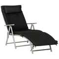 Produktbild: Outsunny Sonnenliege Strandliege Gartenliege Klappbar Verstellbar Metall Schwarz - Schwarz