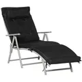 Produktbild: Outsunny Sonnenliege,, Schwarz, Silber, Metall, 63.5x100.5x137 cm, Gartenmöbel, Gartenliegen