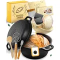 Produktbild: KRUSTENZAUBER Gusseisen Topf Brot Backen XXL Set - Brotbackform mit Deckel inkl. Gärkorb, Schneebesen, Bäckermesser, Teigschaber, Brotschlinge & ...