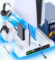 Produktbild: PS5/PS5 Slim/PS5 Pro Ständer mit 3 stufig Lüfter und Licht PS5 Standfuß mit 4...