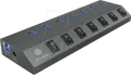 Produktbild: ICY IB-HUB1701C3 - USB 3.0 7 Port Hub, USB-A, Schalter