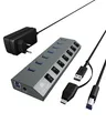 Produktbild: ICY BOX 7 Port USB 3.0 Hub Aluminium IB-HUB1701-C3 Plug & Play 5Gbit/s Netzteil