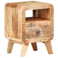 Produktbild: vidaXL Raues Mangoholz Nachttisch mit 1 Schublade Nachtschrank Nachtkonsole Nachtkommode Schlafzimmer Kommode Schrank Telefontisch 30x30x41cm