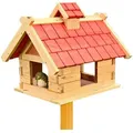 Produktbild: Melko 44CM Vogelhaus Rot Vogelfutterhaus Futterhaus Holz Vogelvilla Vogelhäuschen