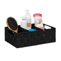 Produktbild: Relaxdays Aufbewahrungskorb mit Fächern, Kosmetik Aufbewahrung im Bad, Körbchen mit Griffen, HBT: 10x32x21 cm, schwarz, Kunststoff, 10 x 32 x 21 cm