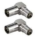 Produktbild: 2x KOAX Winkeladapter Buchse > Stecker 90° Kupplung Antennen Verbinder TV SAT