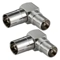 Produktbild: 2x IEC Stecker Kupplung Adapter KOAX Antennen Kabel Verbinder winkel Buchse TV