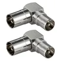 Produktbild: 2x Stecker Kupplung TV Adapter KOAX Antennen Kabel Verbinder winkel IEC Buchse