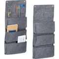 Produktbild: Relaxdays Hängeorganizer Filz Grau 2er Set 3 Fächer 65 cm x 30 cm x 5 cm 220 g