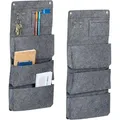 Produktbild: Relaxdays - Hängeorganizer, 2er Set, 4 Fächer, 2 Haken, Hxb: 65 X 30 Cm, Bad, Flur, Büro, Organizer Zum Hängen, Filz, Grau
