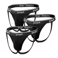 Produktbild: Papi Herren Premium Cheeky Butt-flaunting Cotton Jock Strap, of Underwear, 3er Pack, Schwarz, L EU