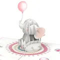 Produktbild: papercrush® Pop Up Karte Rosa Elefant - 3D Geburtskarte für Mädchen & Tochter, Glückwunsch zur Geburt, Glückwunschkarte für Baby, It's a Girl Karte zur Geburt für Geldgeschenk für Geburtsgeschenk