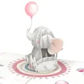 Produktbild: papercrush Geburt (Mädchen) Geburtskarte Baby-Elefant (Rosa), Pop-Up Karte zur Geburt von Mädchen, Handgemacht