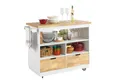 Produktbild: SoBuy Küchenwagen FKW107, mit Arbeitsplatte Kücheninsel mit Gewürzregal Küchenschrank Rollwagen
