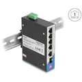 Produktbild: Delock Industrie Gigabit Ethernet Switch 4 Port PoE 1 Port RJ45 1 Port SFP für H