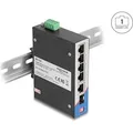 Produktbild: Delock Industrie Gigabit Ethernet Switch 4 Port PoE 1 Port RJ45 1 Port SFP für Hutschiene