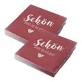 Produktbild: itenga Servietten Schön dass du da bist 30 x 30cm 3-lagig 40 Stück für Kommunion Konfirmation Hochzeit Taufe und andere Feiern (bordeaux rot)
