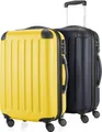 Produktbild: HAUPTSTADTKOFFER - Spree - 2 x Handgepäck-Trolleys mit Dehnfalte, Kofferset Kabinenkoffer-Set, Bordgepäck erweiterbar TSA, 4 Rollen 55 cm, 42 Liter,Gelb-Dunkelblau