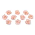 Produktbild: Satinrosen 3cm 10 Stück zum Basteln Dekorieren Verzieren - FARBAUSWAHL - kleine Deko Rosen aus Stoff - Hochzeit Tischdeko Geschenkverpackung Scrapbooking Handarbeit Blüten Dekoideen Apricot