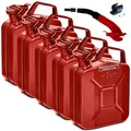 Produktbild: BW® Kraftstoffkanister Metall Benzinkanister 5x 5 Liter mit Ausgießer - Rot - RAL 3000 - TÜV-geprüft und UN-Zulassung - Made in Europe