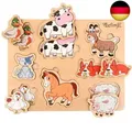 Produktbild: Pikatoyz Puzzle ab 1 Jahr, 2 3 Jahre. Holzspielzeug mit Tieren vom Bauernhof.