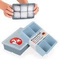 Produktbild: Blumtal Eiswürfelformen Silikon 3er Set - 6er Eiswürfelform mit Deckel - BPA-freie Silikon Eiswürfelform groß - Ice Cube Tray lebensmittelecht - Ice Tray - Graublau + Graublau + Hellblau