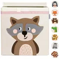 Produktbild: GLÜCKSWOLKE Kinder Aufbewahrungsbox - 15 Motive I Spielzeugkiste mit Deckel für Kinderzimmer I Spielzeug Boxen (33x33x33) zur Aufbewahrung im Kallax Regal I Waldtiere Motiv Waschbär