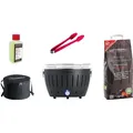 Produktbild: LotusGrill StarteLotusGrill S Small Kompakt Starter-Set Anthrazitgrau der raucharme Holzkohlegrill mit 2,5 kg Buchenholzkohle, 200 ml Brennpaste, 1x