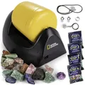Produktbild: NATIONAL GEOGRAPHIC Starter Rock Metall, gummierter Schaft Tumbler Kit - Komplettes Steinpolierer-Set, langlebiger, auslaufsicherer Becher, 227 Gramm Steine, Körnung, 5 Schmuckverschlüsse