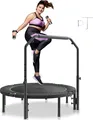 Produktbild: VEVOR faltbares Mini-Trampolin-Fitness-Rückenbrett 132 cm, 205 kg, Gartentrampolin mit 4-stufig höhenverstellbarem Griff und 40-Feder-Trampolin