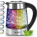 Produktbild: Ecosa Glas Wasserkocher mit Temperatureinstellung | 40°C - 100°C | LED Beleuchtung | Hochwertiges Edelstahl | Kalkfilter | 1,7 L | 2200 W - Silber/Schwarz