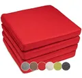 Produktbild: sunnypillow 4er Set Stuhlkissen wasserdicht UV-lichtecht 45 x 45 x 5cm - Polsterauflage Auflage für Stühle/Bänke - Sitzkissen Stuhlauflage für Haus und Garten - Indoor/Outdoor - Rot