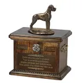 Produktbild: Art-Dog Custom Dog Sitzender Hund Statue Gedenkurne - Handgefertigte Kaltguss-Bronze auf Birke Basis - Urne für die Asche des Hundes - 8.3x11.4x8.7-5l - Deutsche Dogge I