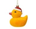 Produktbild: Kaemingk Christbaumschmuck, Christbaumschmuck Kunststoff Ente mit Weihnachtsmütze 9cm - Gelb
