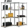 Produktbild: Lagerregal Easy 2er Set - Schwerlastregal 160x80x40 Cm - 8 Böden - 640 Kg - Metall Verzinkt - Regale Kellerregal Metallregal - Juskys