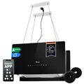Produktbild: KKT KOLBE A+++ Dunstabzugshaube 60 cm 764 cbm/h Umluft | Smart WLAN WiFi App | Inselhaube freihängend | Deckenmontage | Edelstahl | Schwarz Glas | LED-Beleuchtung | Nachlaufautomatik | CUBE60S