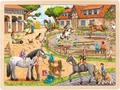 Produktbild: goki 57367 - Einlegepuzzle Reiterhof - 96 Teile aus Holz - für Kinder ab 3 Jahre